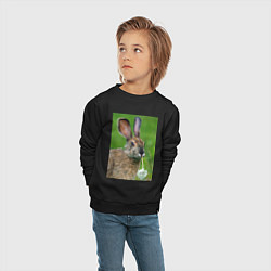 Свитшот хлопковый детский Зайчик с одуванчиком, цвет: черный — фото 2