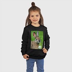 Свитшот хлопковый детский Зайчик с одуванчиком, цвет: черный — фото 2