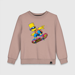 Свитшот хлопковый детский Bart Simpson on a skateboard - extreme, цвет: пыльно-розовый