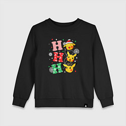 Свитшот хлопковый детский Pikachu ho ho ho, цвет: черный