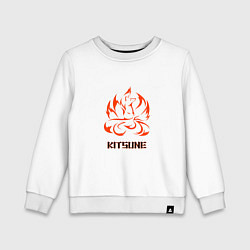 Свитшот хлопковый детский Огненная лисица-демон, цвет: белый