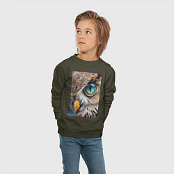 Свитшот хлопковый детский Глаз совы - нейросеть, цвет: хаки — фото 2