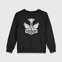 Свитшот хлопковый детский Молот Тора, цвет: черный