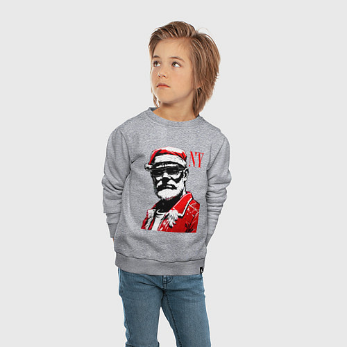 Детский свитшот Cool Santa - portrait / Меланж – фото 4