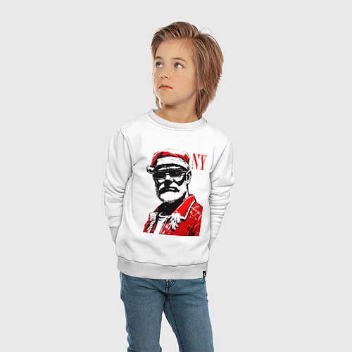 Детский свитшот Cool Santa - portrait / Белый – фото 4