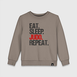 Свитшот хлопковый детский Eat sleep judo repeat, цвет: утренний латте