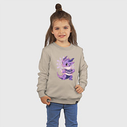 Свитшот хлопковый детский Фиолетовый дракон в свитере, цвет: миндальный — фото 2