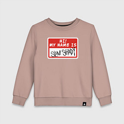 Свитшот хлопковый детский Hi my name is, цвет: пыльно-розовый