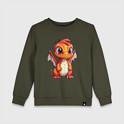 Свитшот хлопковый детский Милый маленький новогодний дракон 2024, цвет: хаки