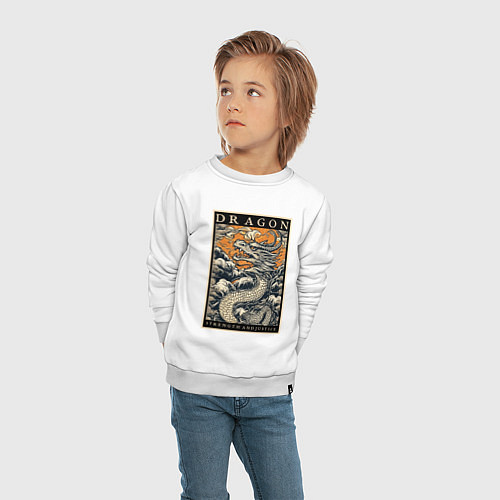 Детский свитшот Дракон в небе / Белый – фото 4