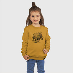 Свитшот хлопковый детский Носорог-хипстер, цвет: горчичный — фото 2