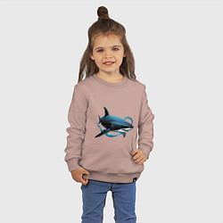 Свитшот хлопковый детский Акула портрет, цвет: пыльно-розовый — фото 2