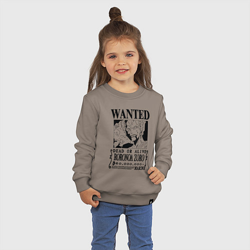 Детский свитшот Розыскная листовка Зоро One Piece / Утренний латте – фото 3