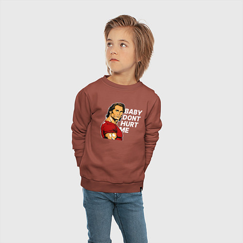Детский свитшот Baby dont hurt me - Mike OHearn / Кирпичный – фото 4