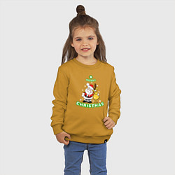 Свитшот хлопковый детский Дед мороз елка, цвет: горчичный — фото 2