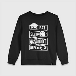 Свитшот хлопковый детский Еда сон фото, цвет: черный