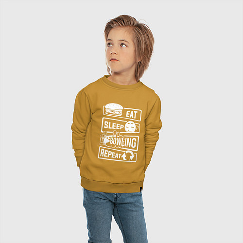 Детский свитшот Еда сон боулинг / Горчичный – фото 4