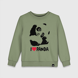 Свитшот хлопковый детский I love panda, цвет: авокадо