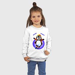 Свитшот хлопковый детский Пингвин на скейте, цвет: белый — фото 2