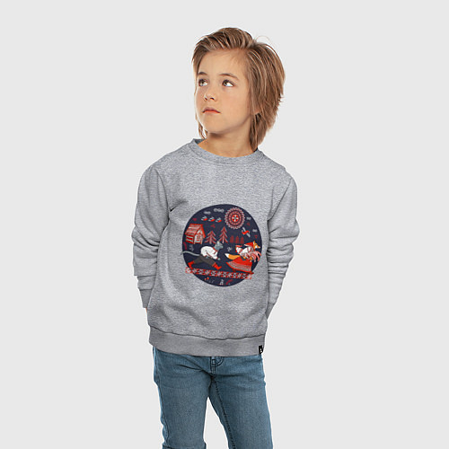 Детский свитшот Кот и лиса из сказки / Меланж – фото 4