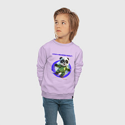 Свитшот хлопковый детский Панда на скейте, цвет: лаванда — фото 2