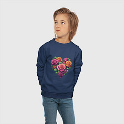 Свитшот хлопковый детский Цветы розы в форме сердца, цвет: тёмно-синий — фото 2