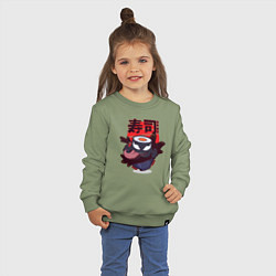 Свитшот хлопковый детский Суши - монстр, цвет: авокадо — фото 2