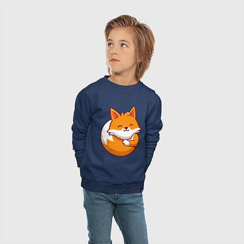 Детский свитшот Orange fox / Тёмно-синий – фото 4