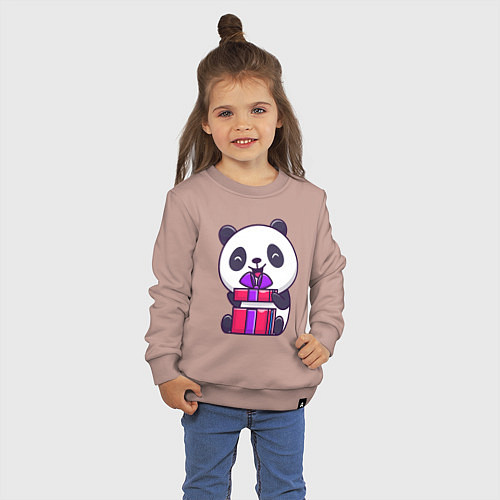 Детский свитшот Панда с подарком / Пыльно-розовый – фото 3