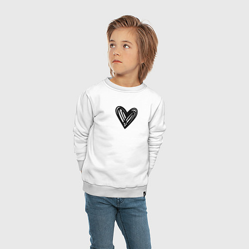 Детский свитшот Рисованное чёрное сердце парное / Белый – фото 4