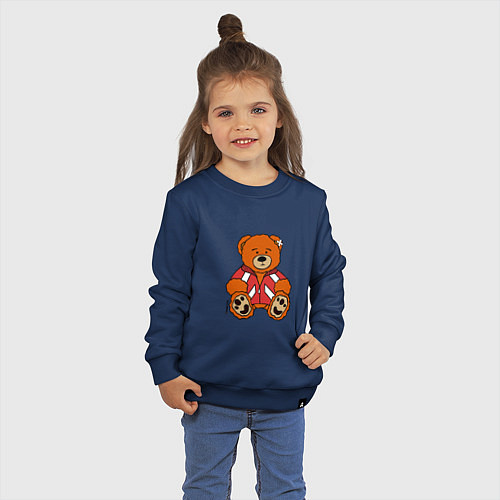 Детский свитшот Медведь Марат в спортивном костюме / Тёмно-синий – фото 3