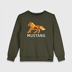 Свитшот хлопковый детский Mustang firely art, цвет: хаки