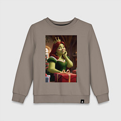 Свитшот хлопковый детский Шрек: Фиона с подарками, цвет: утренний латте