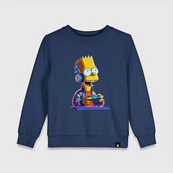 Свитшот хлопковый детский Bart is an avid gamer, цвет: тёмно-синий