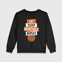 Свитшот хлопковый детский Eat sleep basketball, цвет: черный