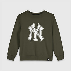 Свитшот хлопковый детский New York yankees - baseball logo, цвет: хаки