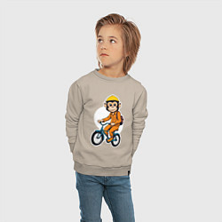 Свитшот хлопковый детский Обезьяна на велосипеде, цвет: миндальный — фото 2