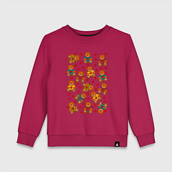 Свитшот хлопковый детский Мишки в цветных свитерах и сердечки, цвет: маджента