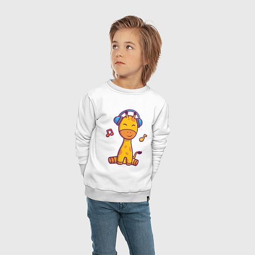 Детский свитшот Музыкальный жирафик / Белый – фото 4