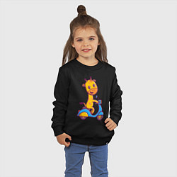 Свитшот хлопковый детский Жираф на мотороллере, цвет: черный — фото 2