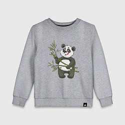 Свитшот хлопковый детский Мультяшная панда с бамбуком, цвет: меланж