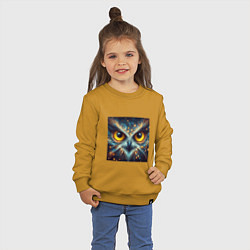 Свитшот хлопковый детский Портрет космической совы, цвет: горчичный — фото 2