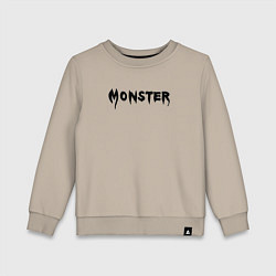 Свитшот хлопковый детский Monster black, цвет: миндальный