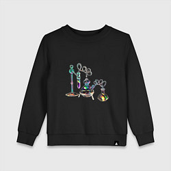 Свитшот хлопковый детский Стеклянные колбочки, цвет: черный