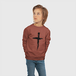 Свитшот хлопковый детский Крест волнистый графика, цвет: кирпичный — фото 2