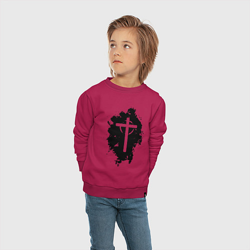Детский свитшот Крест католический графика / Маджента – фото 4