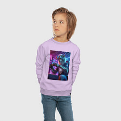 Свитшот хлопковый детский Крутой волчара - киберспорт, цвет: лаванда — фото 2