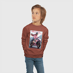 Свитшот хлопковый детский Barbie racing - ai art, цвет: кирпичный — фото 2