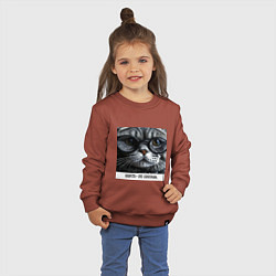 Свитшот хлопковый детский Мем кот в очках: шерсть это приправа, цвет: кирпичный — фото 2