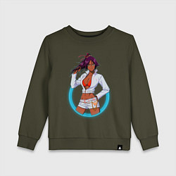 Свитшот хлопковый детский Йоруичи Шихоин из аниме и манги Блич, цвет: хаки